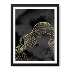 Black & White Background With Golden Lines | Abstract Office Artwork #0019 - Prime Décor