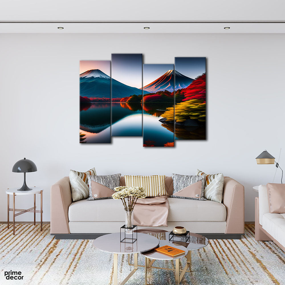 Sharp Colored Volcanoes (4 Panel) Nature Wall Art - Prime Décor