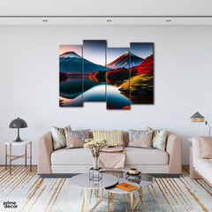 Sharp Colored Volcanoes (4 Panel) Nature Wall Art - Prime Décor