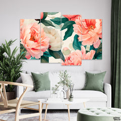 Beautiful Pink & White Flowers (4 Panel) Floral Wall Art - Prime Décor
