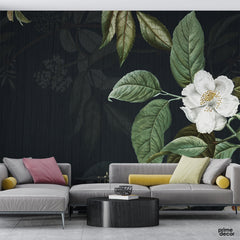 Green Floral Background | Floral Wallpaper Mural - Prime Décor
