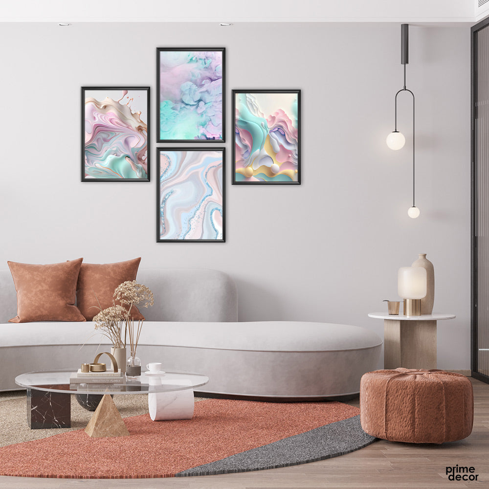 Colorful Abstract Splashes (4 Panel) Abstract Wall Art On Sale - Prime Décor