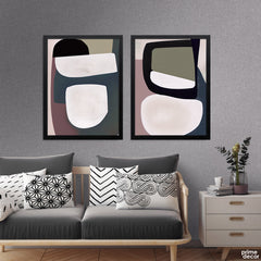 Minimalist Terracotta and Sage Geometric Diptych (2 Panel) Abstract Wall Art