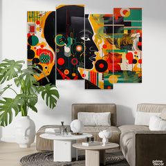 Abstract Colorful Face Art Design (4 Panel) Fashion Wall Art - Prime Décor