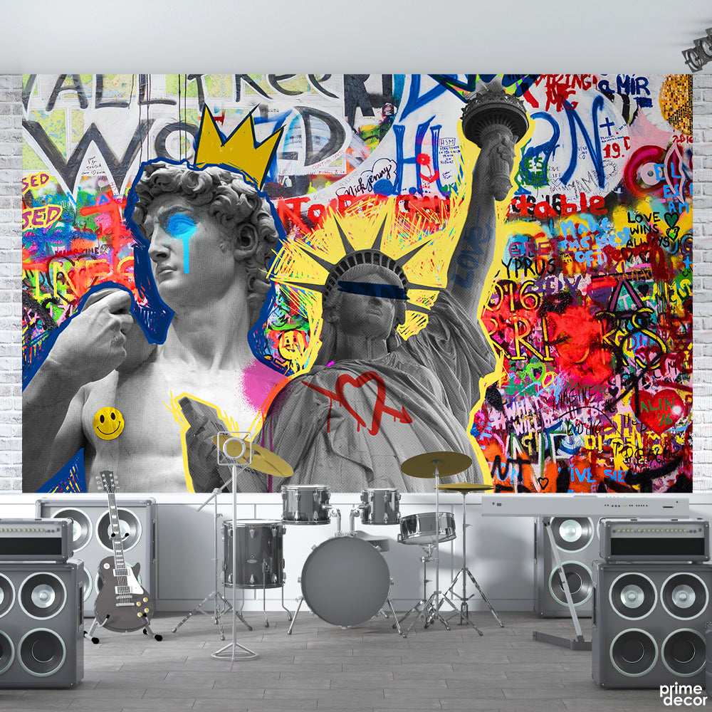 Statue Of Liberty With Colorful Background | Landscape Wallpaper Mural