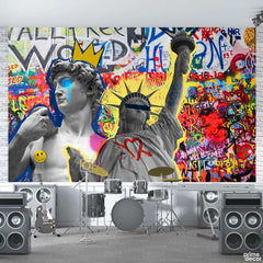 Statue Of Liberty With Colorful Background | Landscape Wallpaper Mural
