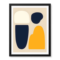 Blue & Gold Abstract Design Over Beige Background | Abstract Office Artwork #00218 - Prime Décor