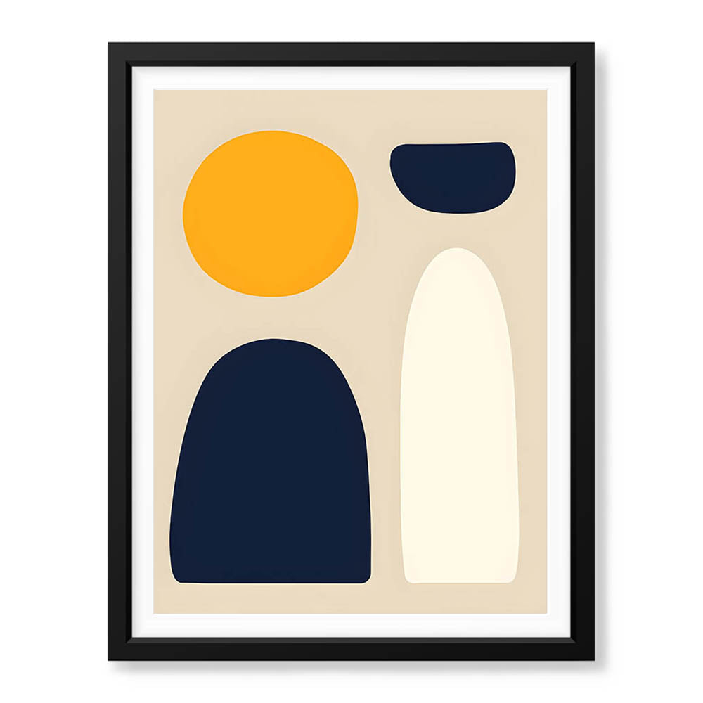 Blue & Gold Abstract Design Over Beige Background | Abstract Office Artwork #00219 - Prime Décor