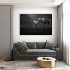 Man Praying Salah With Horse In The Background (Single Panel) Islamic Wall Art - Prime Décor