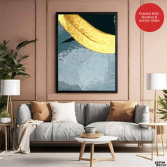 Gold & Green Abstract Design Over Blue Background | Abstract Office Artwork #00221 - Prime Décor