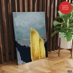 Gold & Green Abstract Design Over Blue Background | Abstract Office Artwork #00222 - Prime Décor