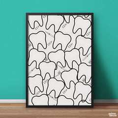Pencil Teeth Artwork Over White Background | Medical Poster Wall Art
