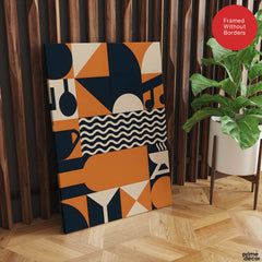 Black & Orange Abstract Design Over Beige Background | Abstract Office Artwork #00230 - Prime Décor