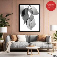Black & White Floral Oil Paint Art Over White Background | Abstract Floral Artwork #00234 - Prime Décor
