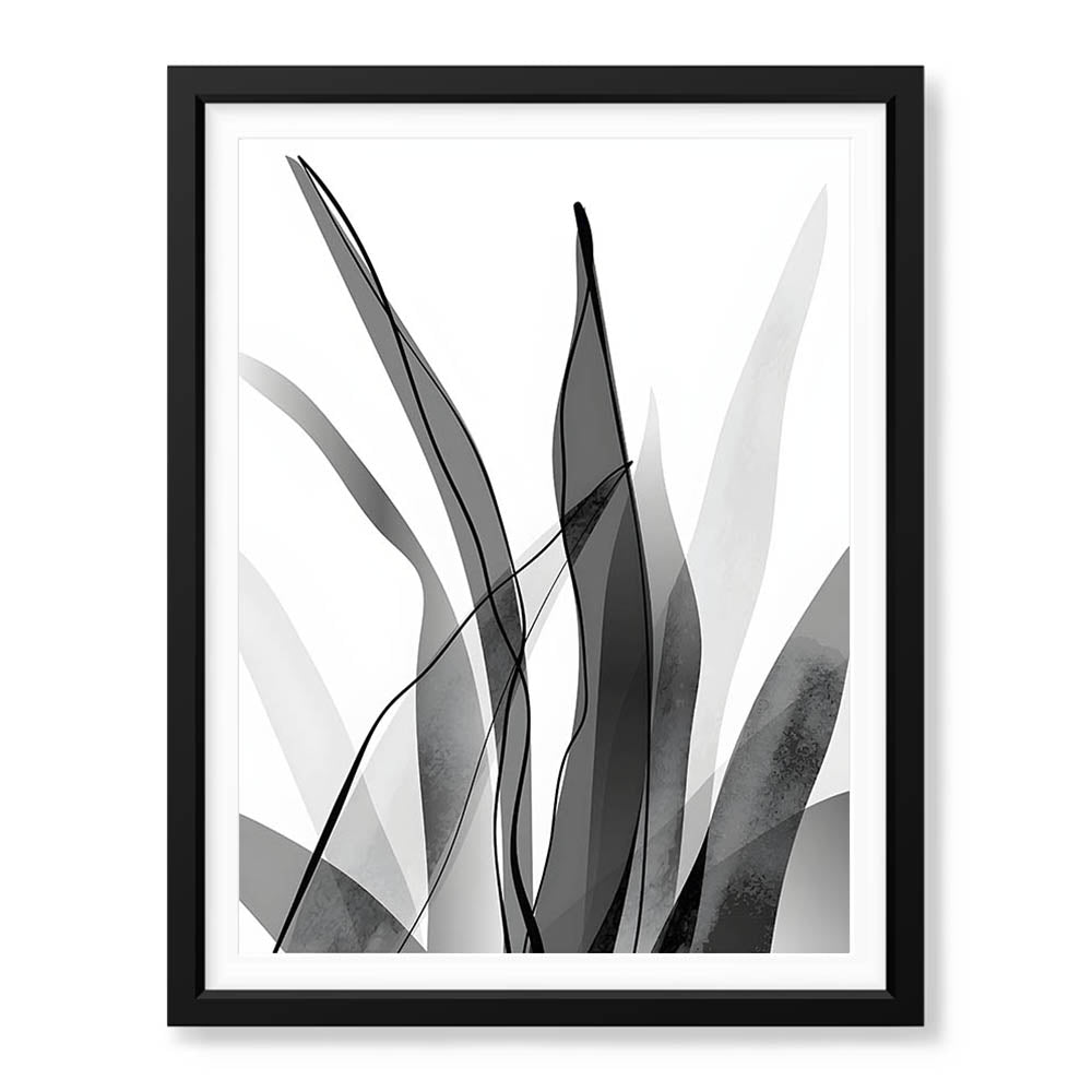 Black & White Floral Oil Paint Art Over White Background | Abstract Floral Artwork #00235 - Prime Décor