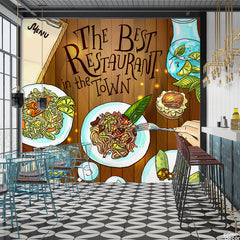 The Best Restaurant In The Town Typography | Restaurant Wallpaper Mural