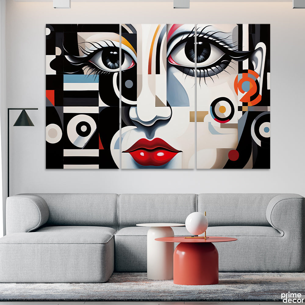 Abstract Colorful Face Art (3 Panel) Fashion Wall Art - Prime Décor