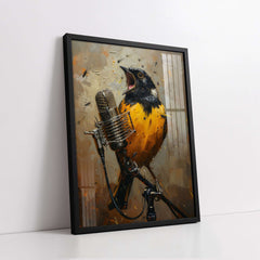 The Bird on the Mic (Single Panel) Digital Painting Wall Art