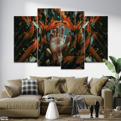Waving Hand In A Forest Abstract Art (4 Panel) Nature Wall Art - Prime Décor
