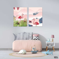 Flamingo Pink Art (2 Panel) Animal Wall Art - Prime Décor