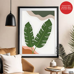 Green Tropical Leaves Over White Background | Abstract Floral Artwork #00251 - Prime Décor