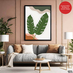 Green Tropical Leaves Over White Background | Abstract Floral Artwork #00251 - Prime Décor