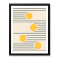Black Line Art With Golden Moon Over Beige Background | Abstract Office Artwork #00254 - Prime Décor