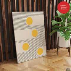 Black Line Art With Golden Moon Over Beige Background | Abstract Office Artwork #00254 - Prime Décor