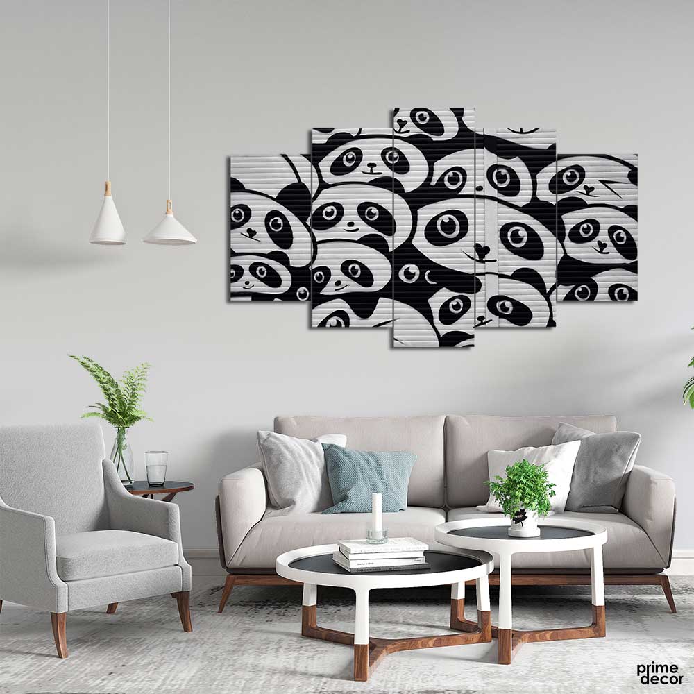 Pandas Graffiti Art (5 Panel) Graffiti Wall Art - Prime Décor