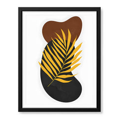 Black & Gold Tropical Leaves Over White Background | Abstract Floral Artwork #00259 - Prime Décor