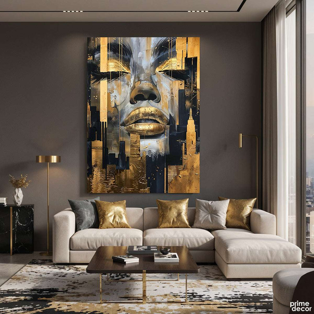 A Woman of the Golden City Digital Painting (Single Panel) Abstract Wall Art