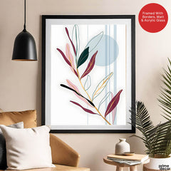 Colorful Abstract Tropical Leaves Over White Background | Abstract Floral Artwork #00261 - Prime Décor