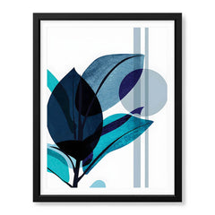 Blue & Green Colorful Abstract Tropical Leaves Over White Background | Abstract Floral Artwork #00265 - Prime Décor