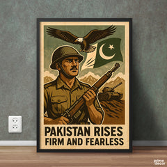 Pakistan Rises Firm And Fearless With Eagle | Army Poster Wall Art