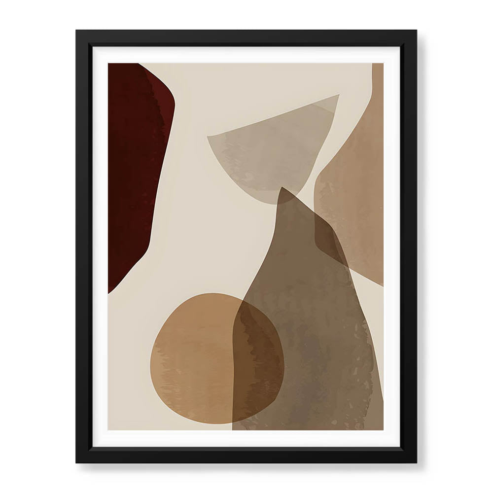 Red & Brown Geometric Shape Design Over Beige Background | Abstract Office Artwork #00273 - Prime Décor