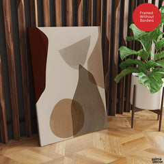 Red & Brown Geometric Shape Design Over Beige Background | Abstract Office Artwork #00273 - Prime Décor