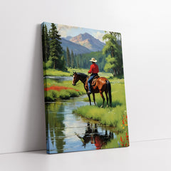 The Cowboy on a Summer Day (Single Panel) Digital Painting Wall Art