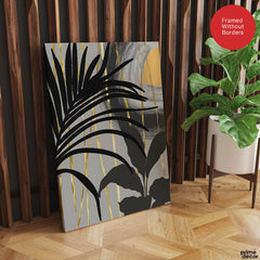 Black & Gold Abstract Tropical Design | Abstract Floral Artwork #00276 - Prime Décor