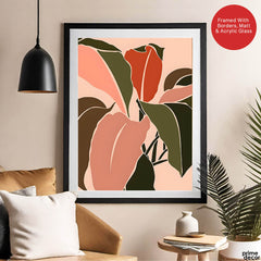 Colorful Abstract Tropical Leaves Over Beige Background | Abstract Floral Artwork #00279 - Prime Décor