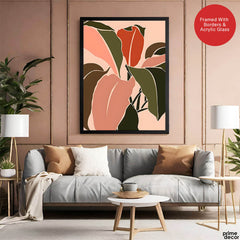 Colorful Abstract Tropical Leaves Over Beige Background | Abstract Floral Artwork #00279 - Prime Décor