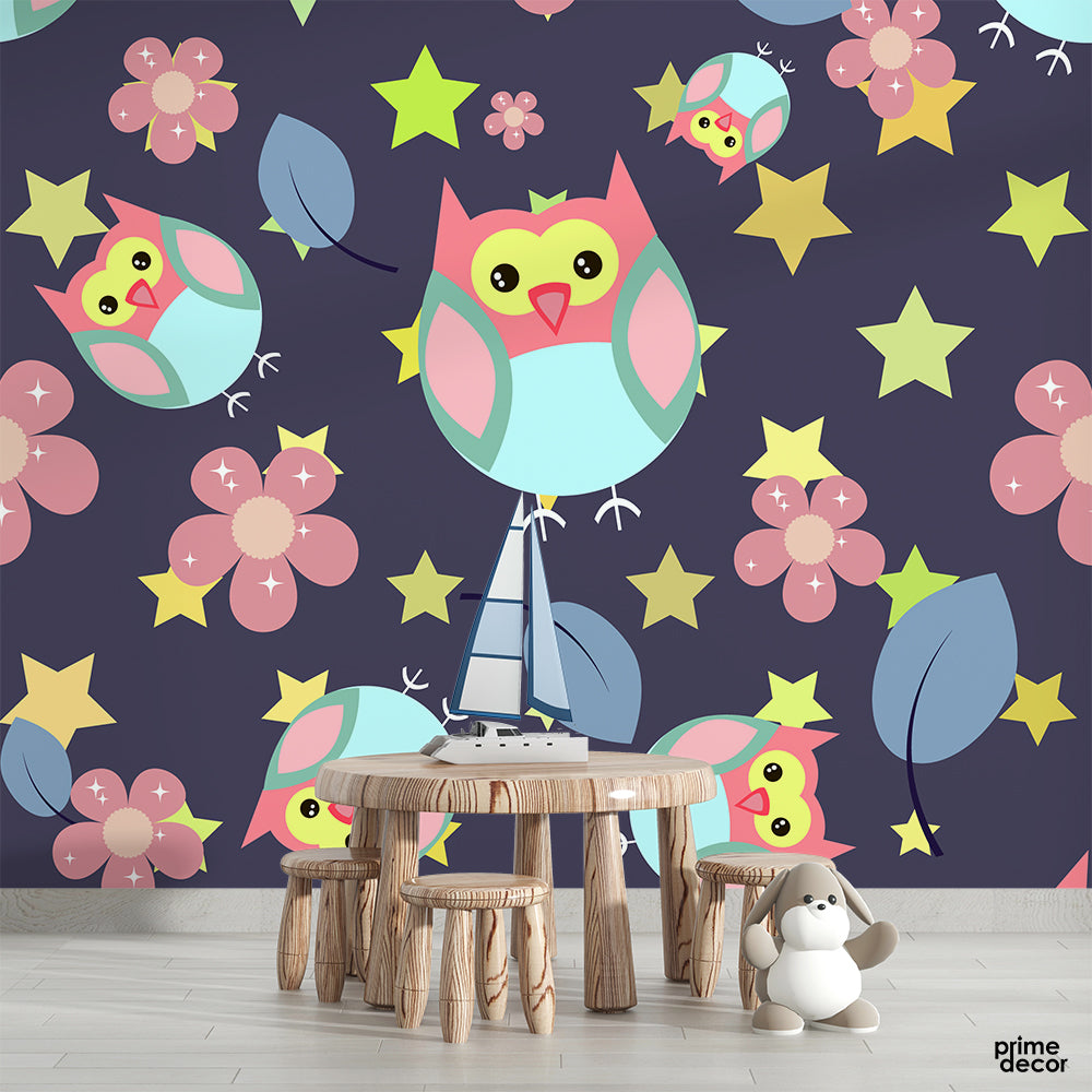 Owl Stars Pattern | Kids Wallpaper Mural - Prime Décor