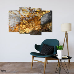 The Golden Structured Roughness (4 Panel) | Abstract Wall Art - Prime Décor