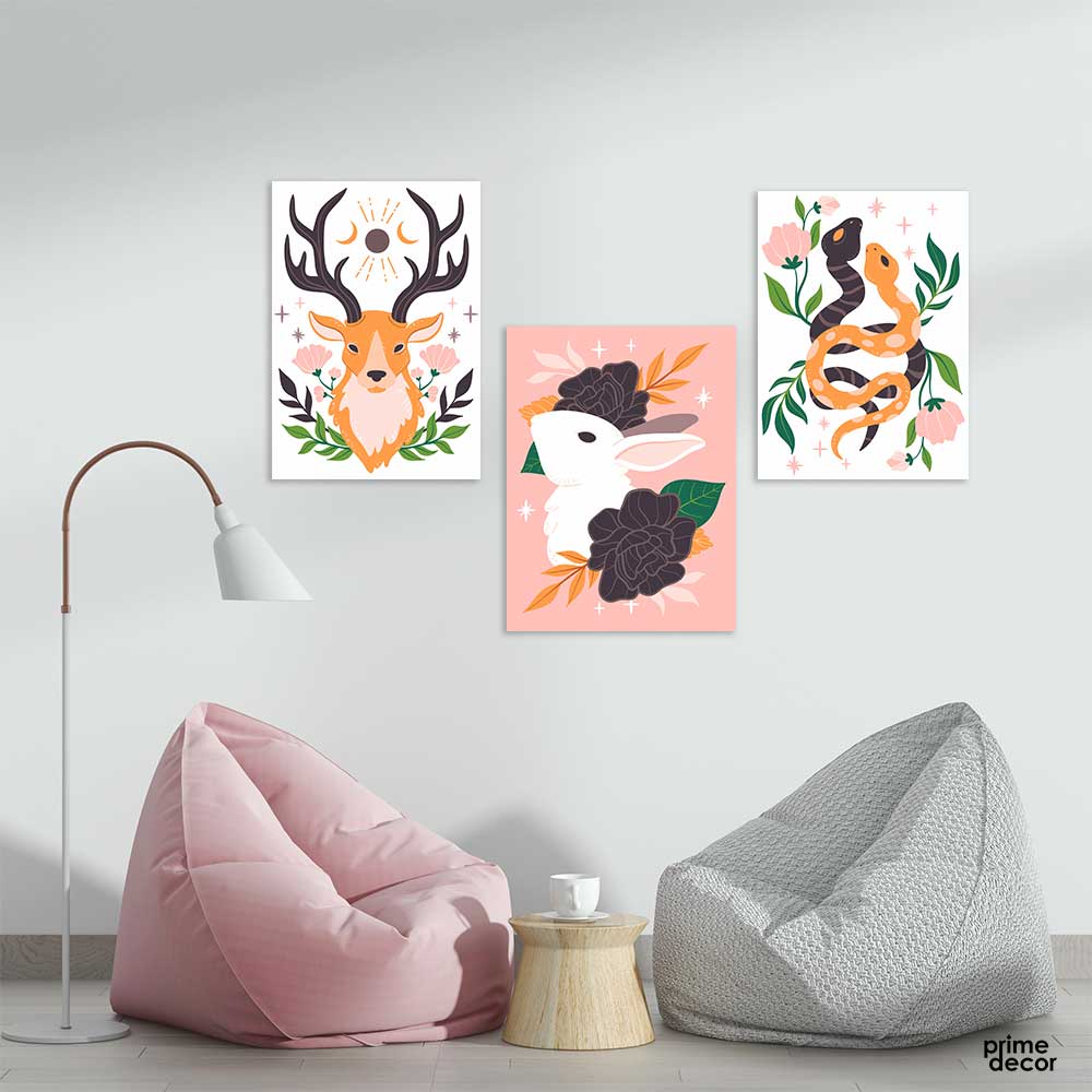Wild Animal Cover Collection (3 Panel) Kids Wall Art - Prime Décor