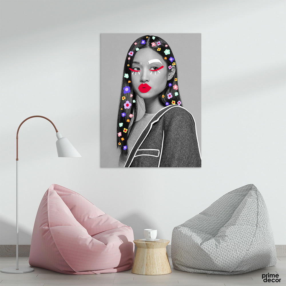 Woman Posing with Pop Art (Single Panel) Fashion Wall Art - Prime Décor