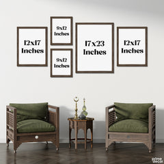 Vintage Brown Mosque Interior With Allah Muhammad Calligraphy (5 Panel) Islamic Wall Art - Prime Décor