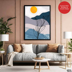 Black & White Floral Design With Moon Over Colorful Background | Abstract Floral Artwork #00296 - Prime Décor