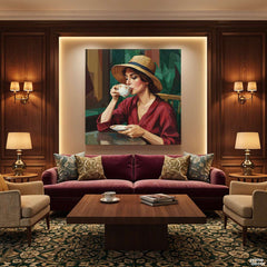 Afternoon Tea in the Garden Digital Painting (Single Panel) Square Wall Art