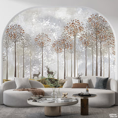 Beautiful Forest View In A Snowy Weather | Nature Wallpaper Mural