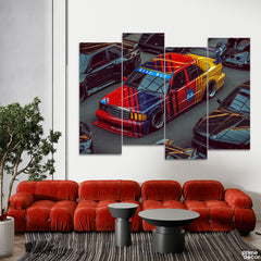 Colorful Racing Car On The Road (4 Panel) Car Wall Art - Prime Décor