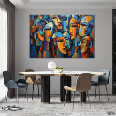 Crowd Faced Expressionism Style (Single Panel) Digital Painting Wall Art - Prime Décor